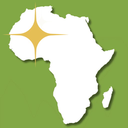 CARTE afrique blanche avec une etoile jaune en afrique de l'ouest