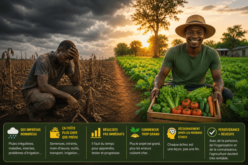 Agriculteur africain planifiant son budget et ses investissements avant une saison agricole en Afrique