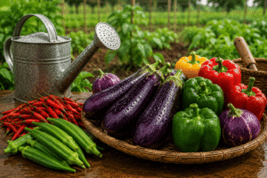 Légumes récoltés pendant la saison des pluies en Afrique